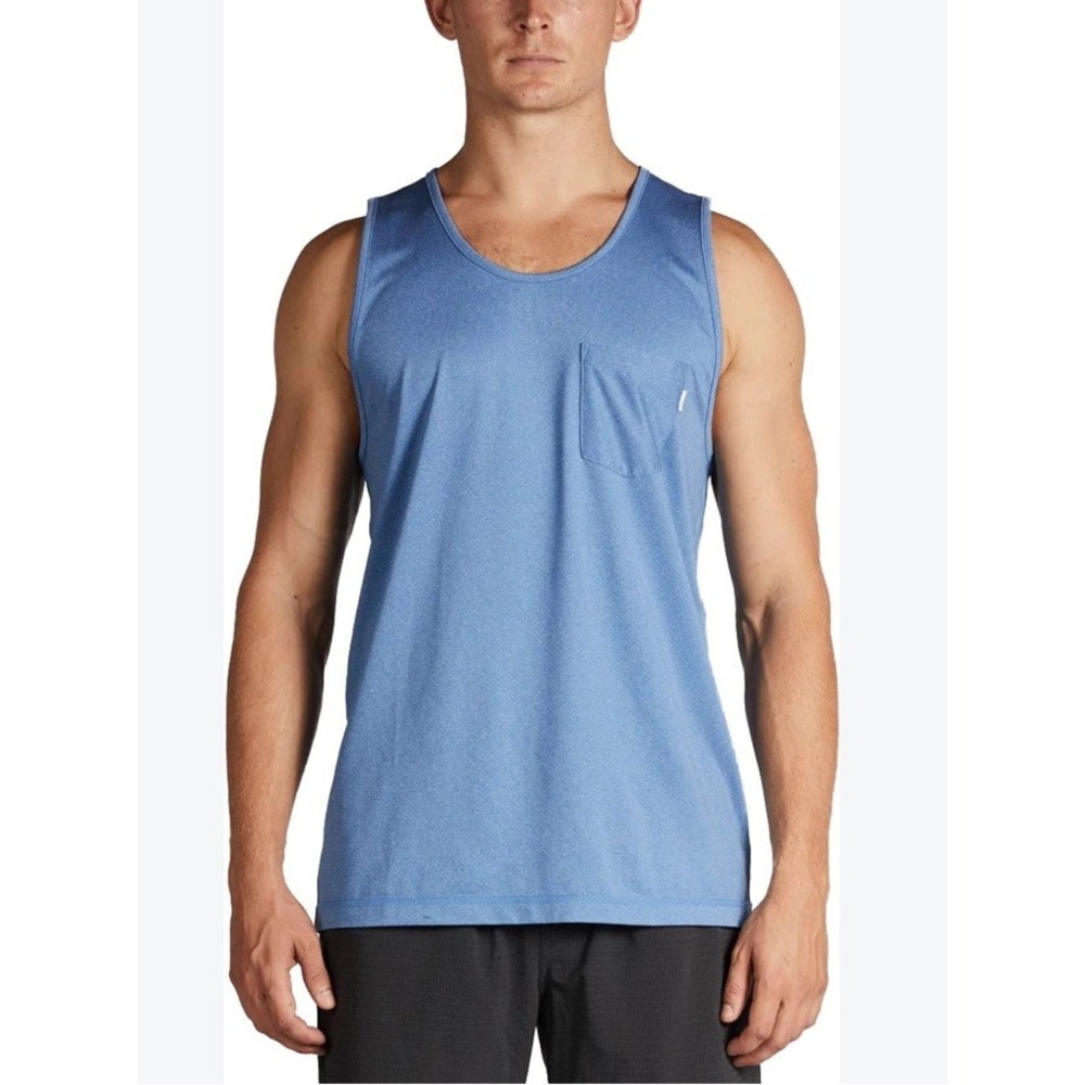 Vuori Shirt Mens Large Blue Tradewind Performance Stretch Gym Workout Crossfit